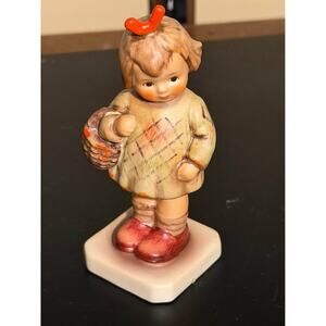 Vintage Goebel Hummel W. Germany 479 I brought You A Gift Girl Basket Figurine